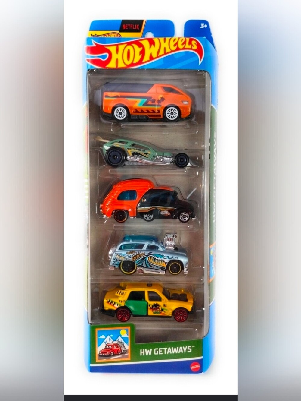 NETFLIX NEW 5PK HOTWHEEL HW GETAWAYS NO SEPARATING in Package   Smoke Free